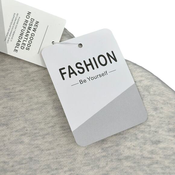 Fashion Heather Gray Funnel Neck Short Sleeve Oversized Capelet Top Large - Picture 3 of 9